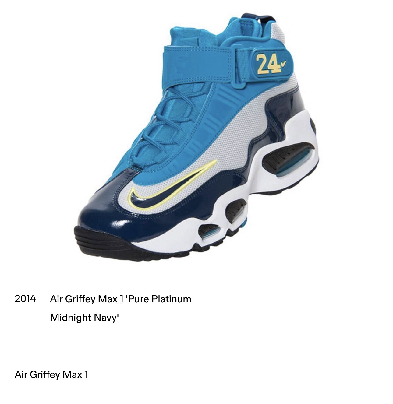 Nike Air Griffey Max 1 Pure Platinum Navy Varsity Royal Blue Size 9 Mens 2014 Og