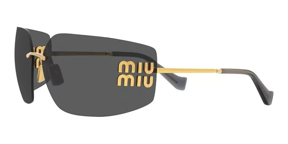 MIU MIU MU 54YS 5AK5S0 GOLD-DARK GREY WOMEN’S SUNGLASSES 80MM AUTHENTIC NEW