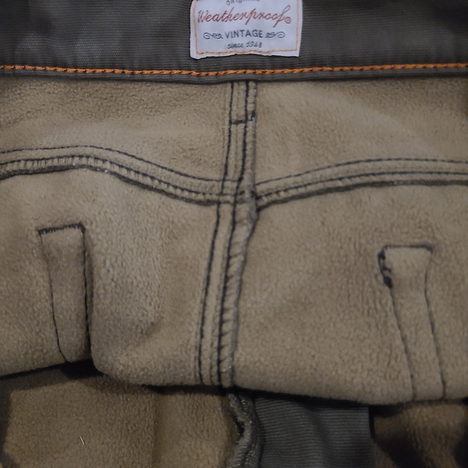 Weatherproof Vintage Fleece Lined Pants Stretch Olive Green Mens Size 38×29