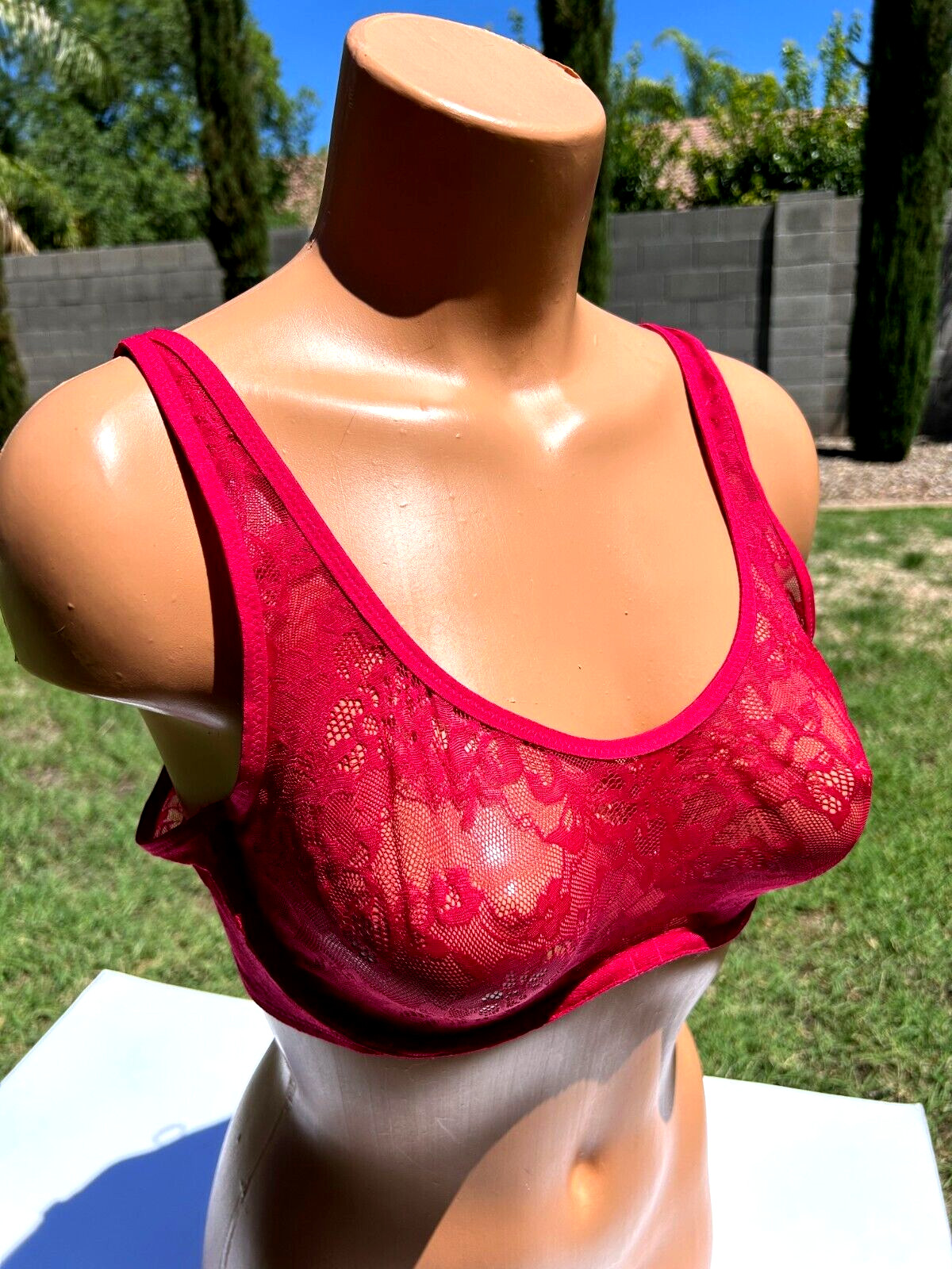 Le Mystere Stretch Lace Unlined Underwire Bra 36B Merlot Red $68 #8232 NWT