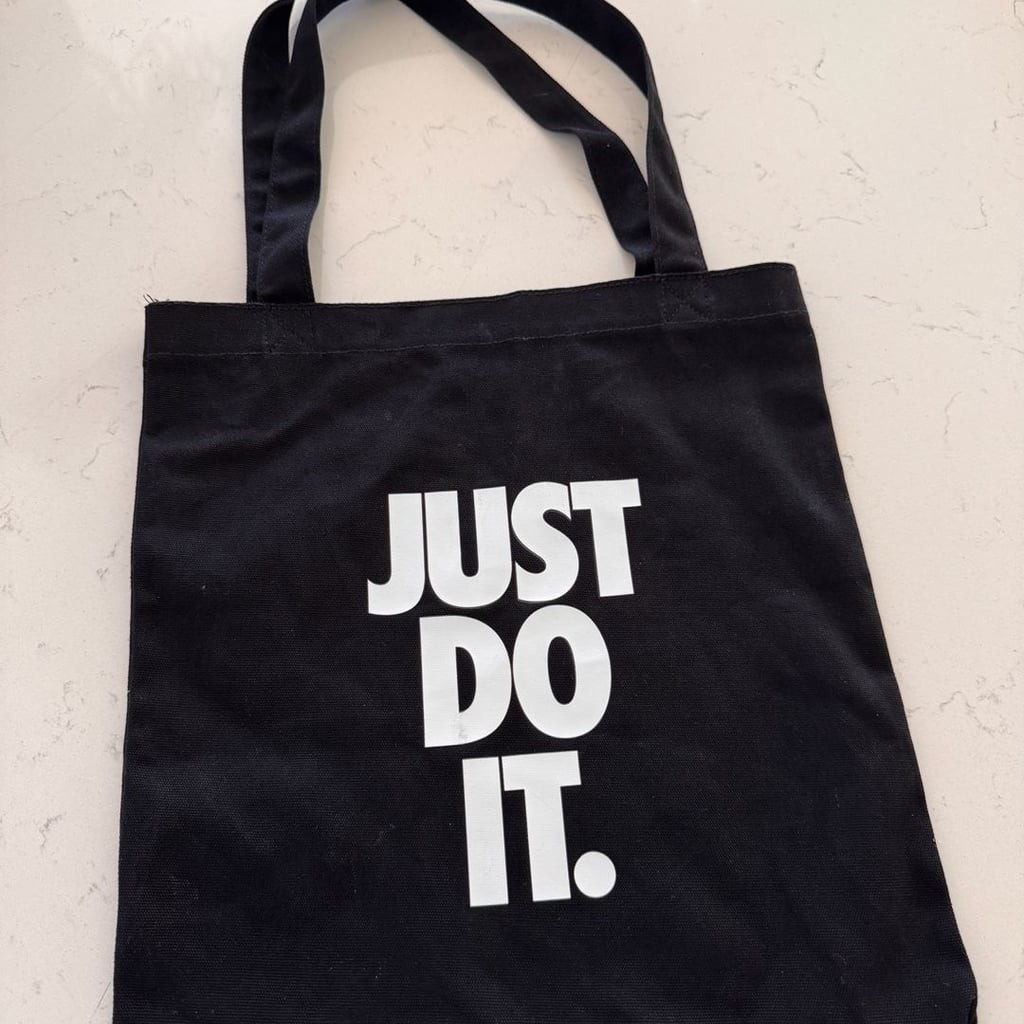 Nike Just Do It Black Cotton Canvas Tote Bag