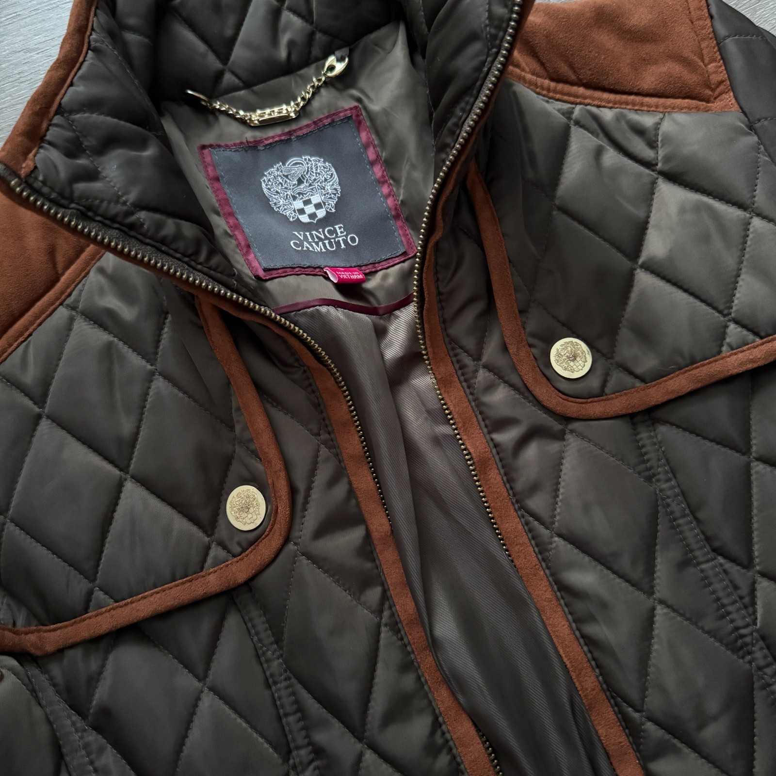 Vince Camuto – Women’s Diamond Quilted Green Equestrian Riding Jacket – Small