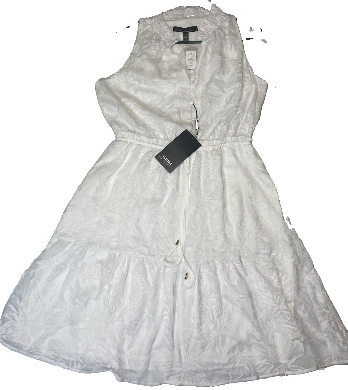 NWT White House Black Market WHBM Halter Sleeveless Dress White, Lined Size M