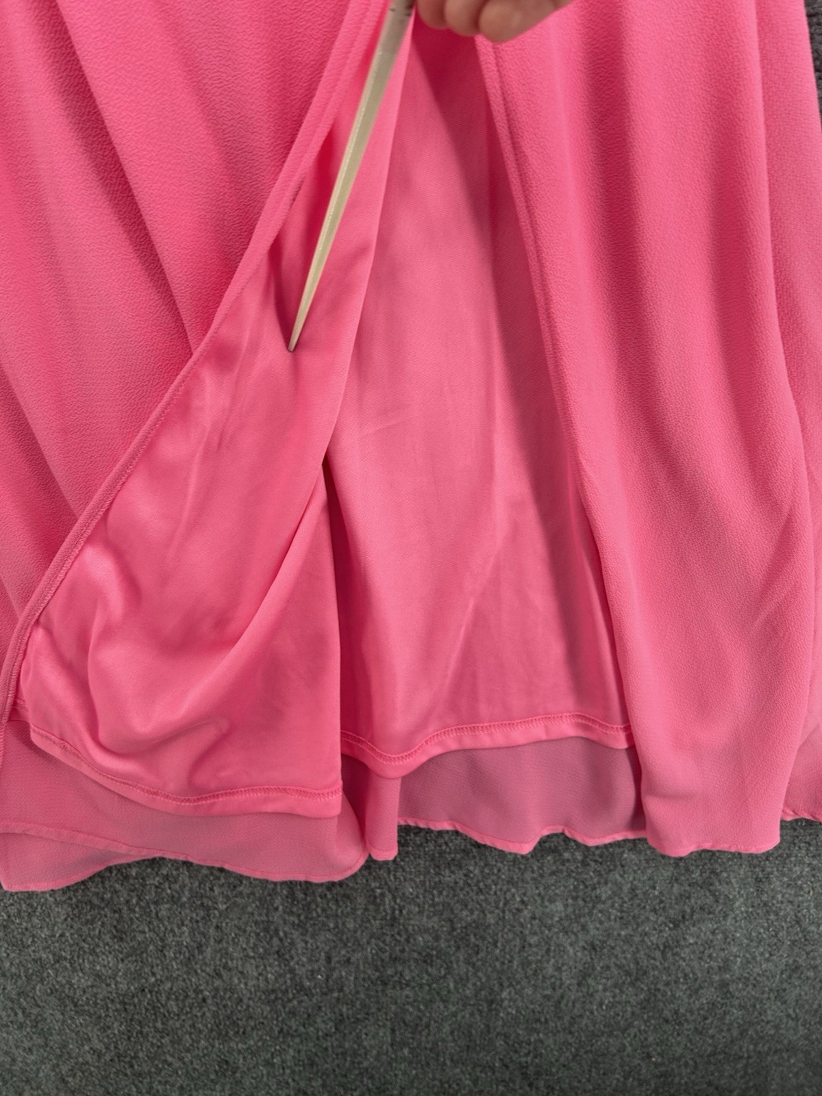 Bright Pink Barbiecore Flared Slit A-Line Midi Dress Womens Size Medium