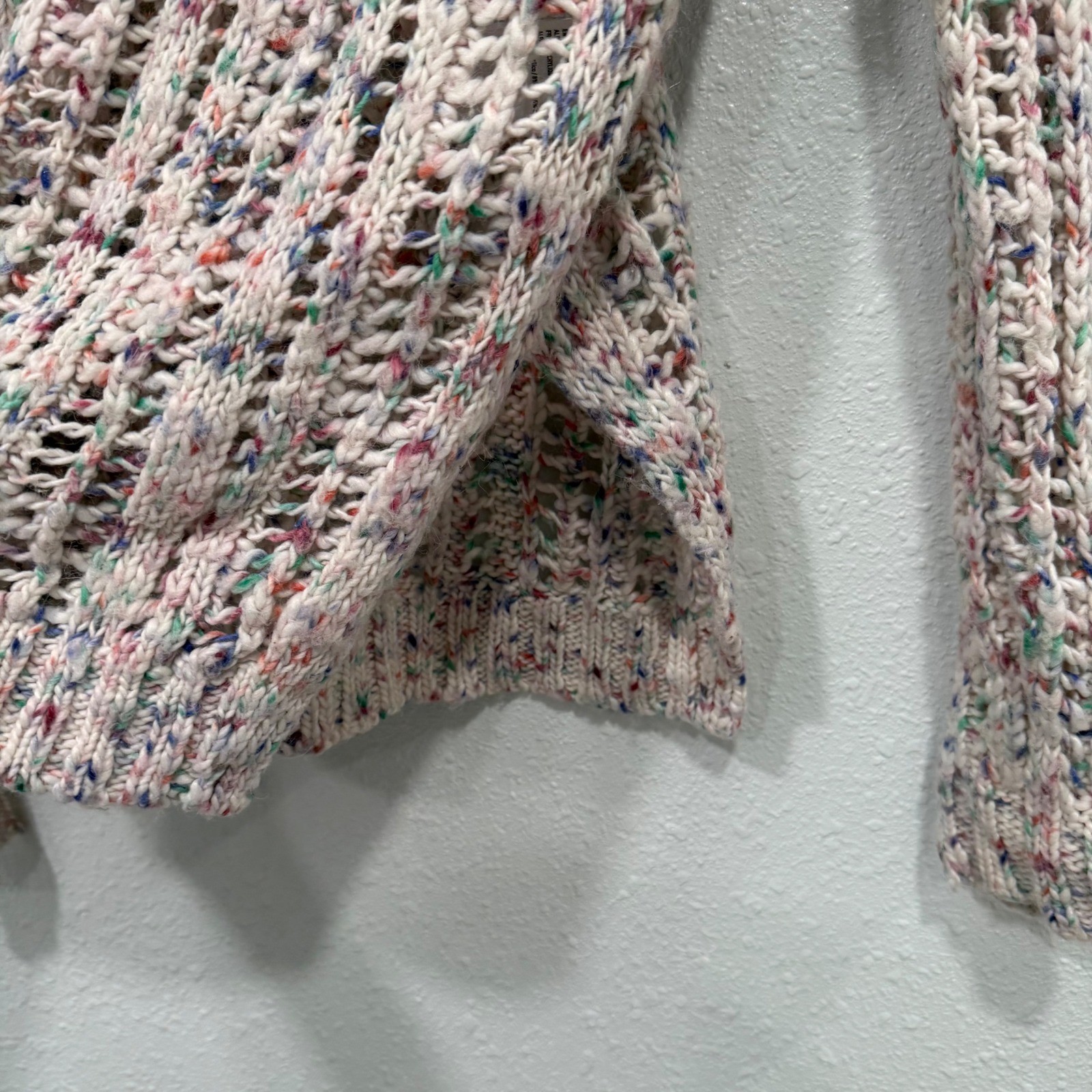 American Eagle Confetti Open Knit Sweater Cream Multi Wool Alpaca XS Womens