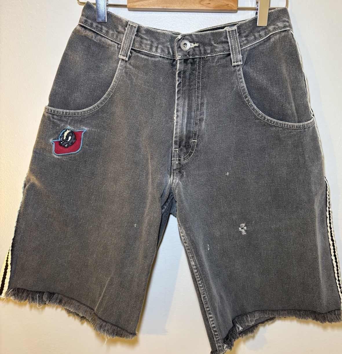Vintage 90s JNCO Jeans SKUNK Striped Denim Skater Shorts Size 30 Jorts OBO!!