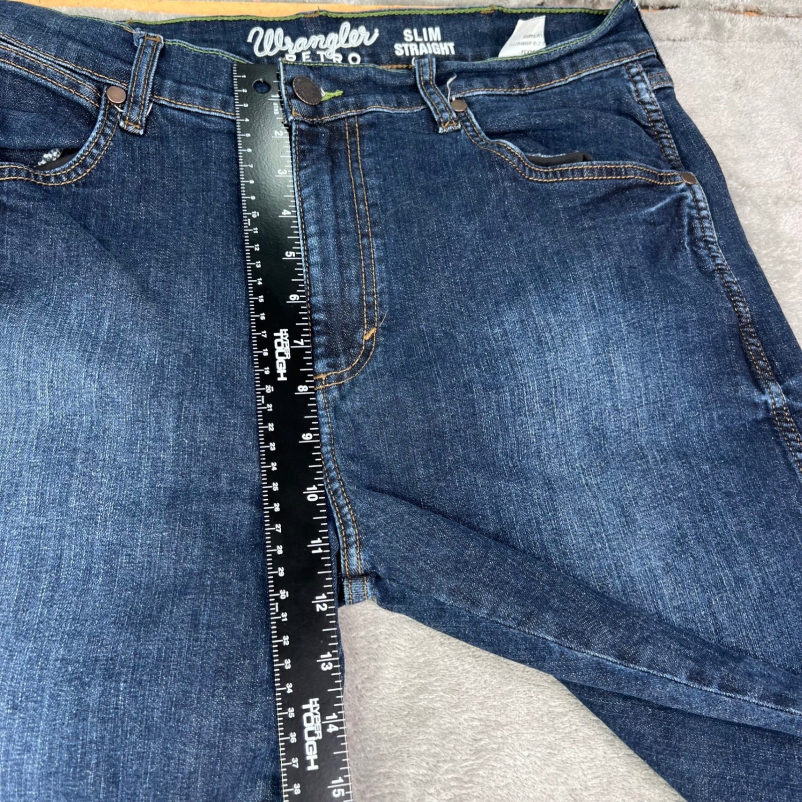 Wrangler Retro Slim Straight Jeans Mens 34×34 Blue Medium Wash Western Denim