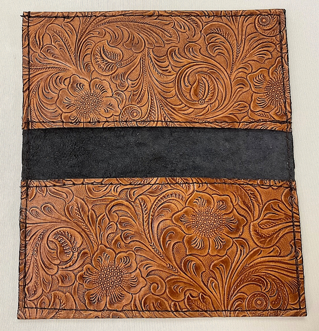 CHOCOLATE OVER TAN WESTERN LEATHER CHECKBOOK COVER FREE SHIPPING