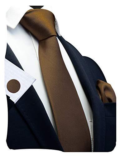 3.15″（8cm） Solid Color Necktie and Pocket Square Cufflinks Sets For Men +
