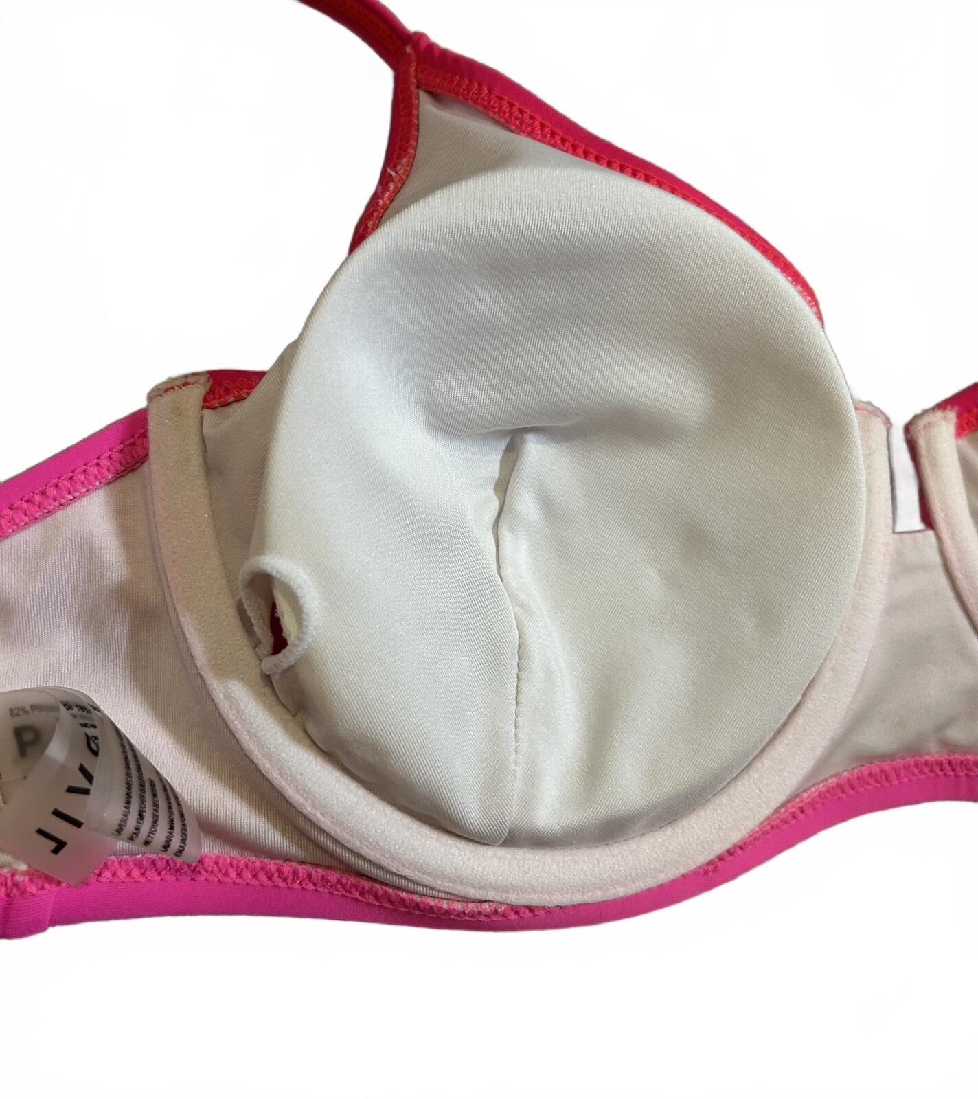POPVIL Pink Red Colorblock Mix&Match Bikini Top Adjustable Straps