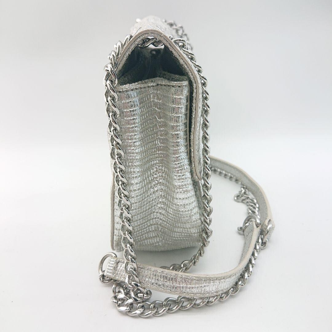 Michael Kors Python Embossed Silver Flap Chain Shoulder Bag 2Way Crossbody