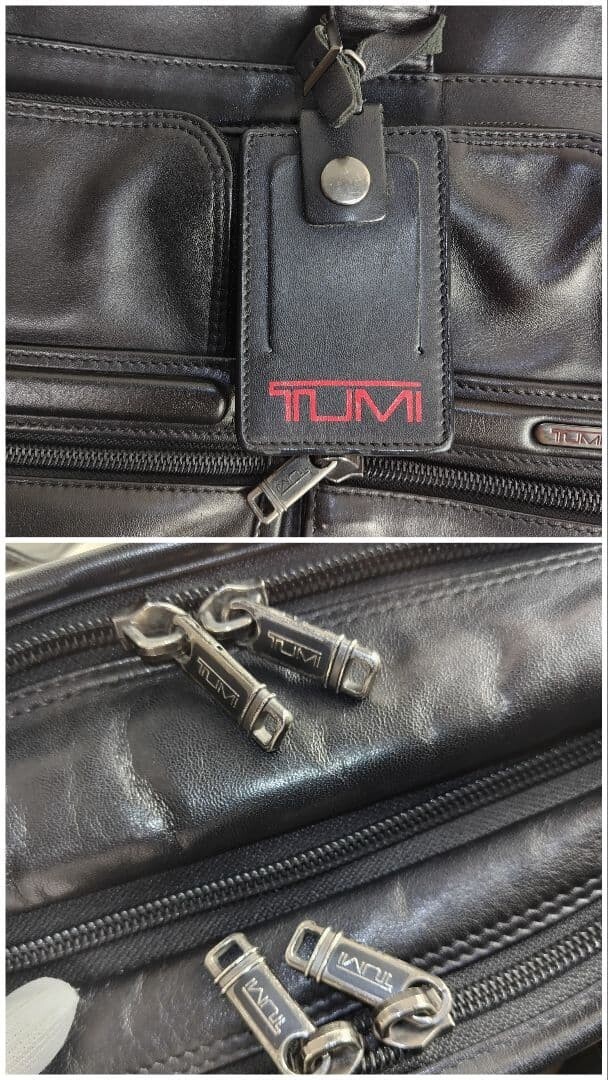 TUMI Alpha 96141D4 Black Leather Briefcase 2 Way Computer Bag Expandable A4 PC