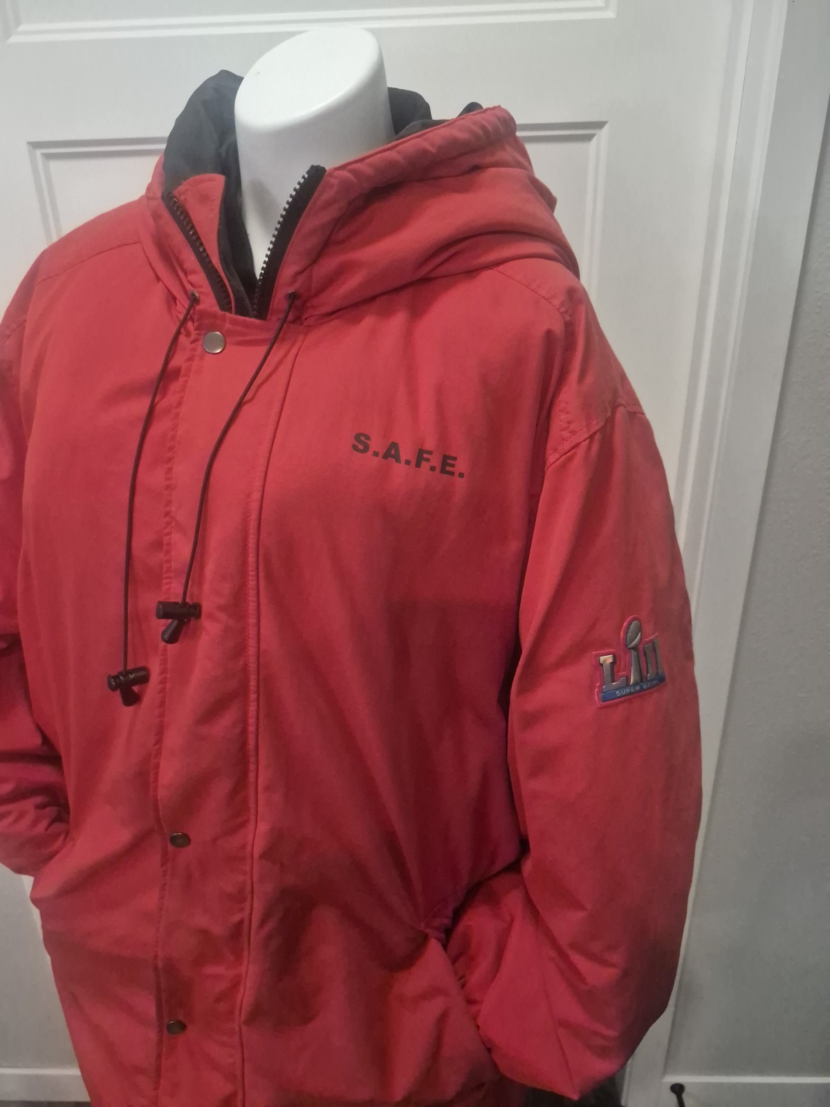 BDA Super Bowl LII Hooded Insulated Logo Red Parka Jacket Men’s 4XL