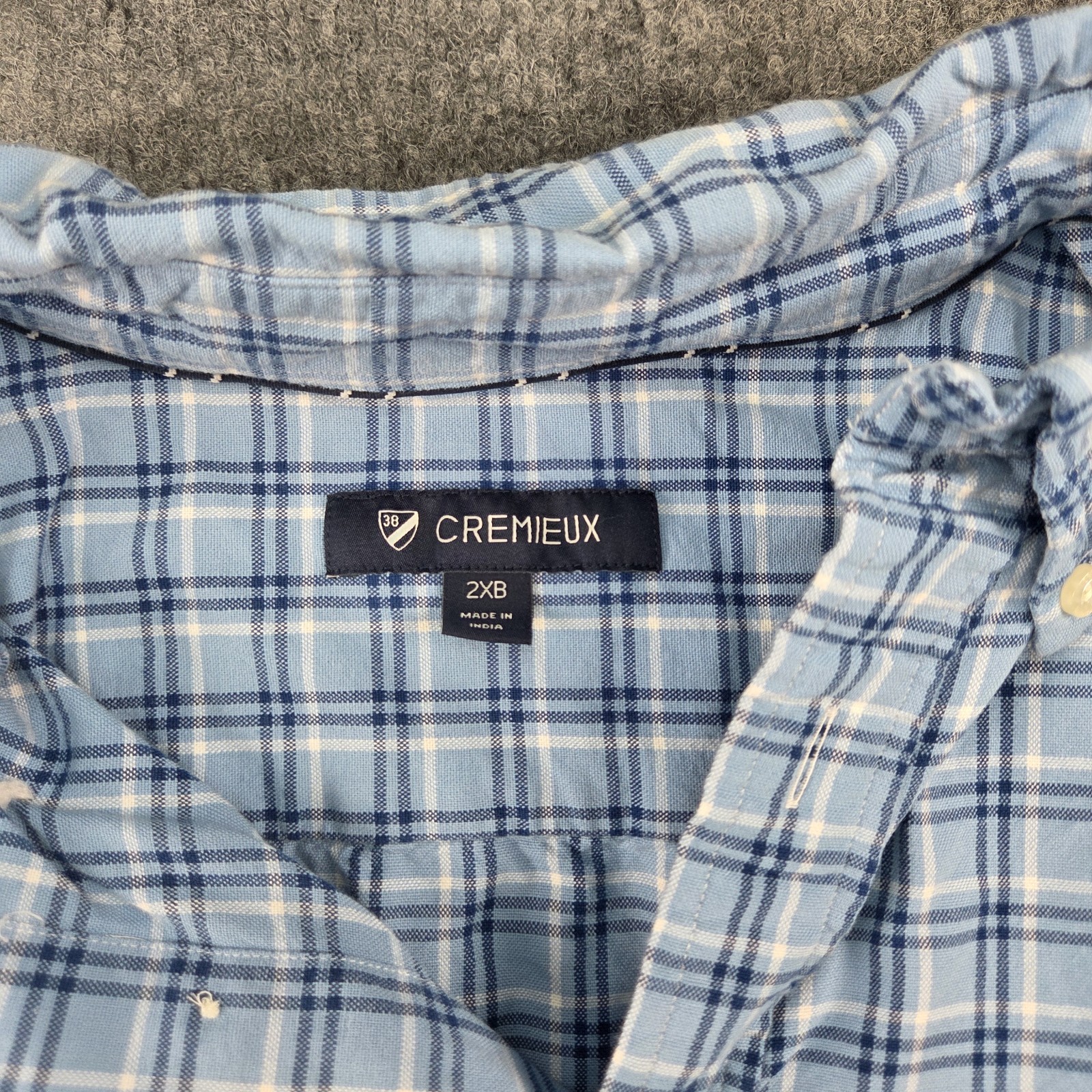 Cremieux Button Down Shirt 2XB Blue Plaid Cotton Long Sleeve