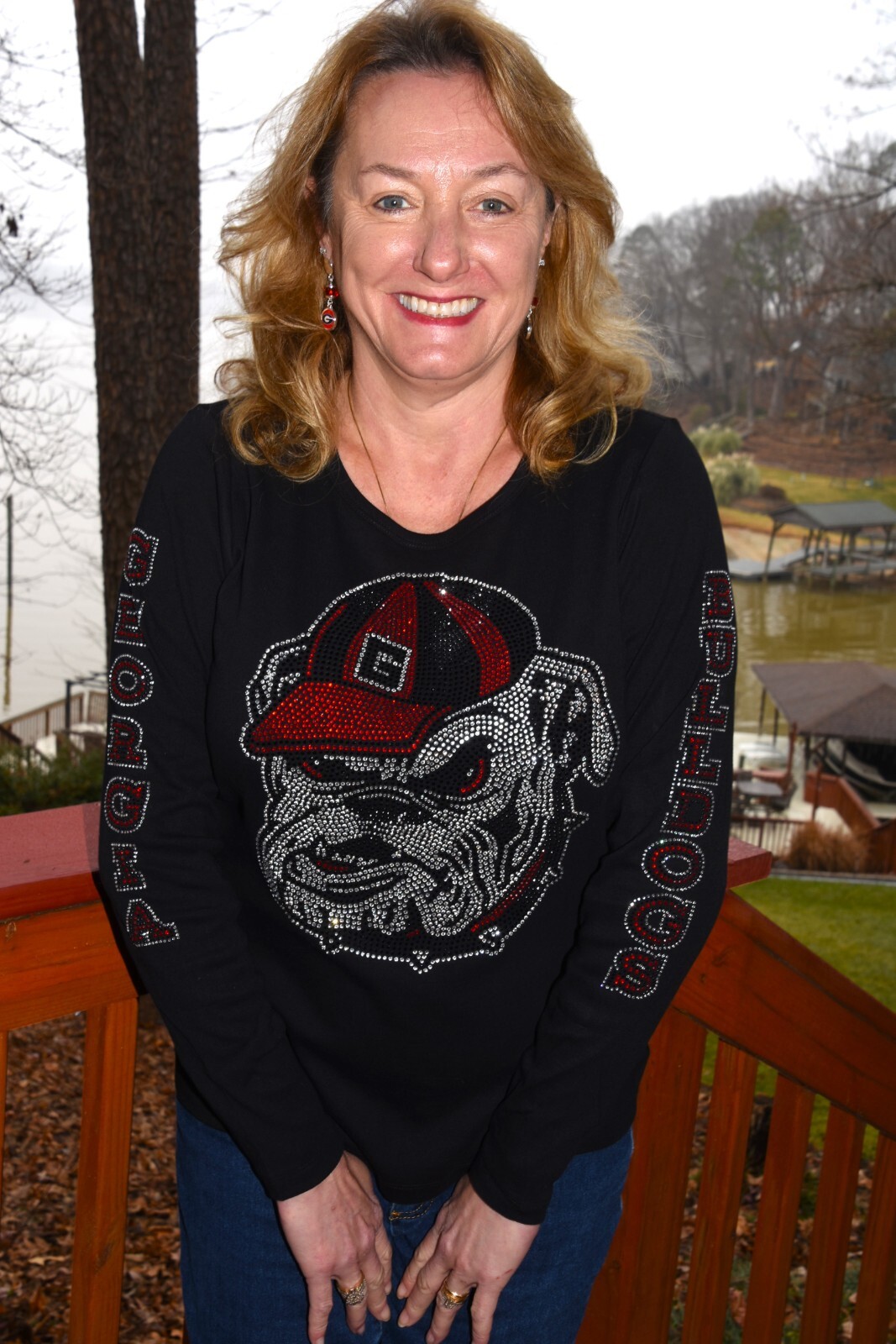 Bulldogs rhinestone bling shirt XS S M L XL XXL 1X 2X 3X 4X 5X Bulldogs sleeve