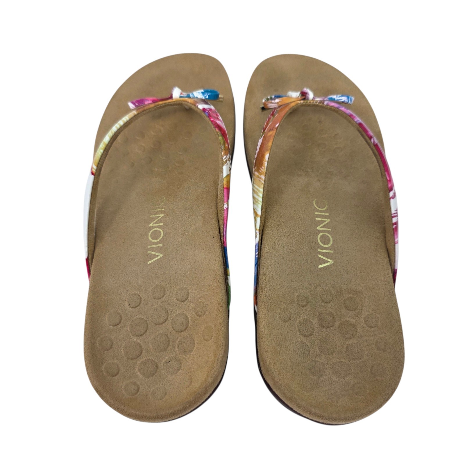 Vionic Bella II Floral Thong Sandal 7.5 Women’s TVW1115-2 Comfort Flip Flop EUC