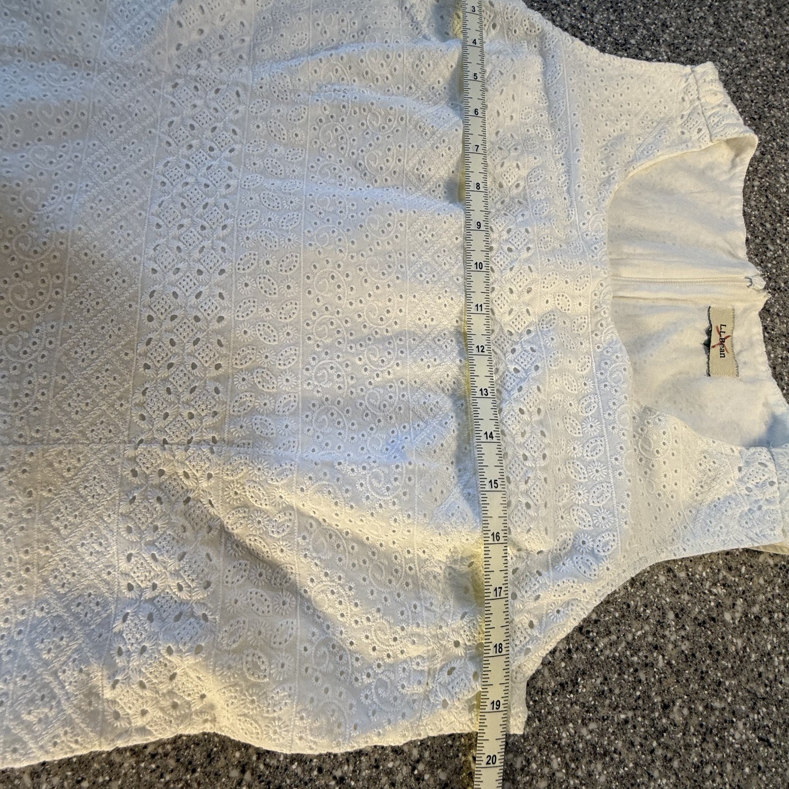 LL Bean 100% Cotton Dress Sheath Midi Back Zippper Eyelet Fabric