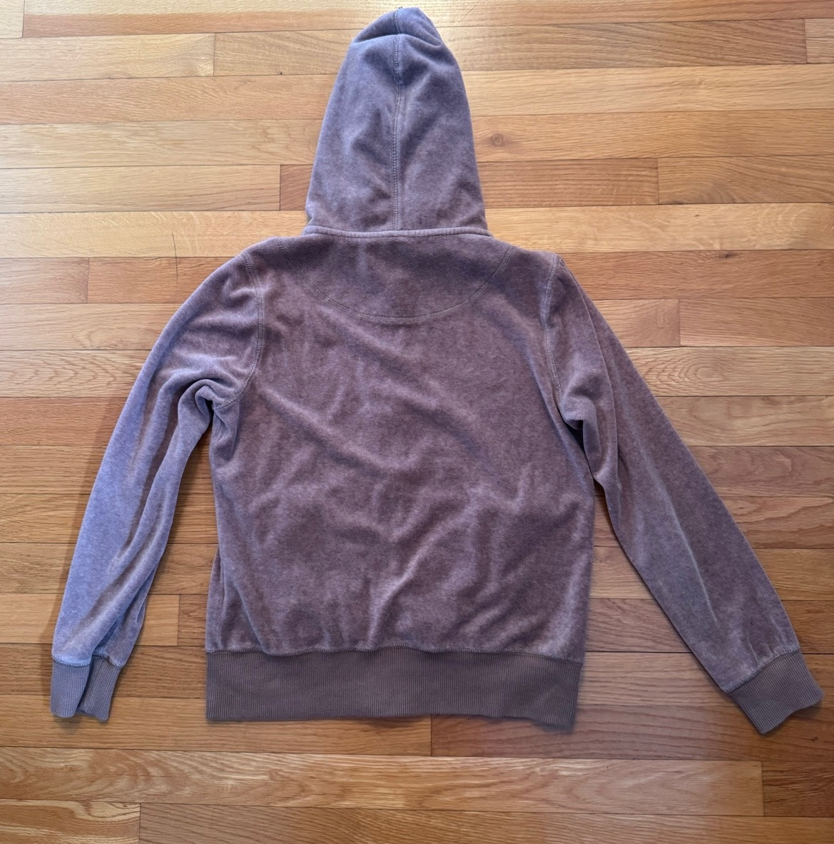 Calvin Klein Womens Velour Hoodie M Brown Rhinestone Logo Zip Up Jacket Soft