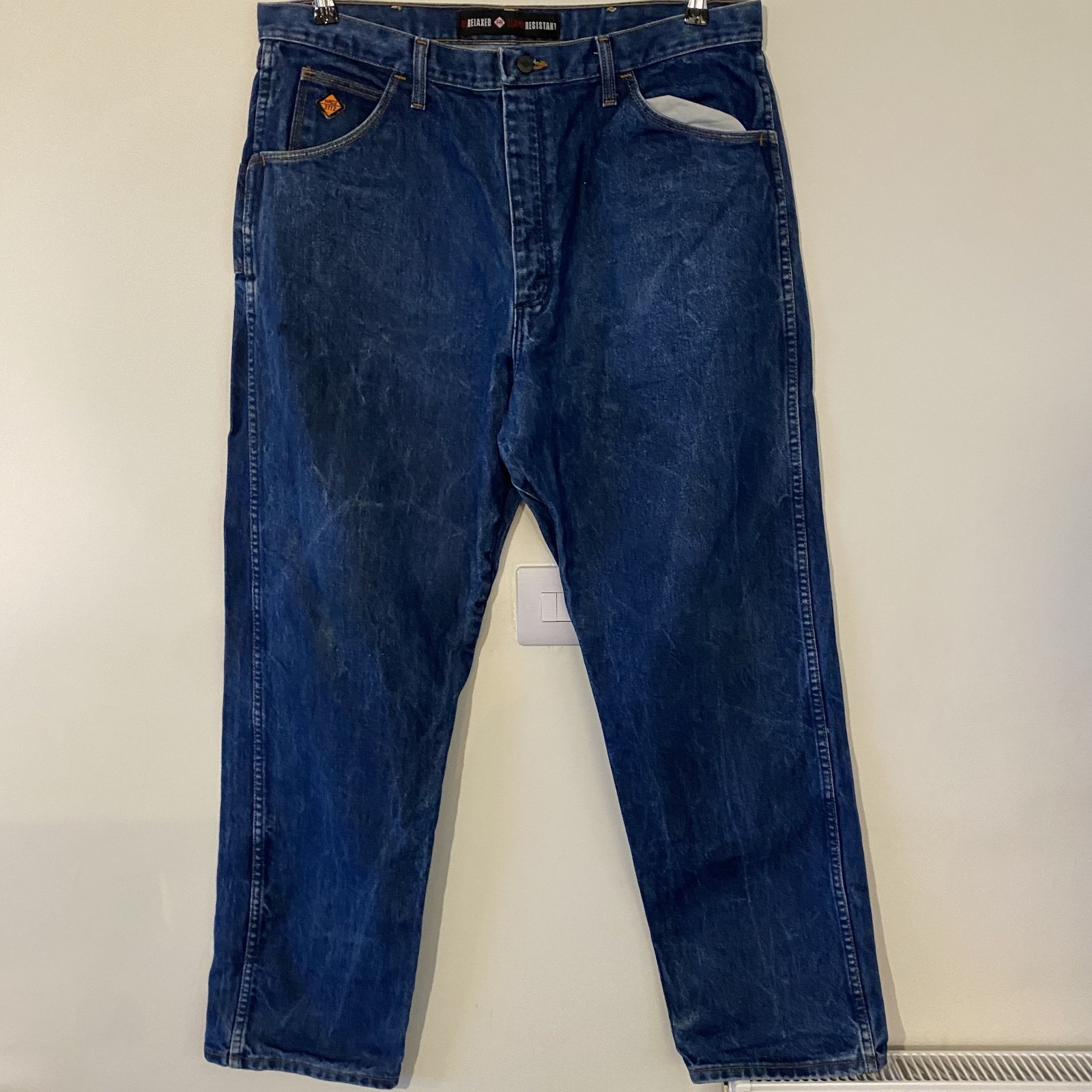 Wrangler FR Flame Resistant Relaxed Fit Jeans Dark Wash 38W 32L ArcRated FR31MWZ