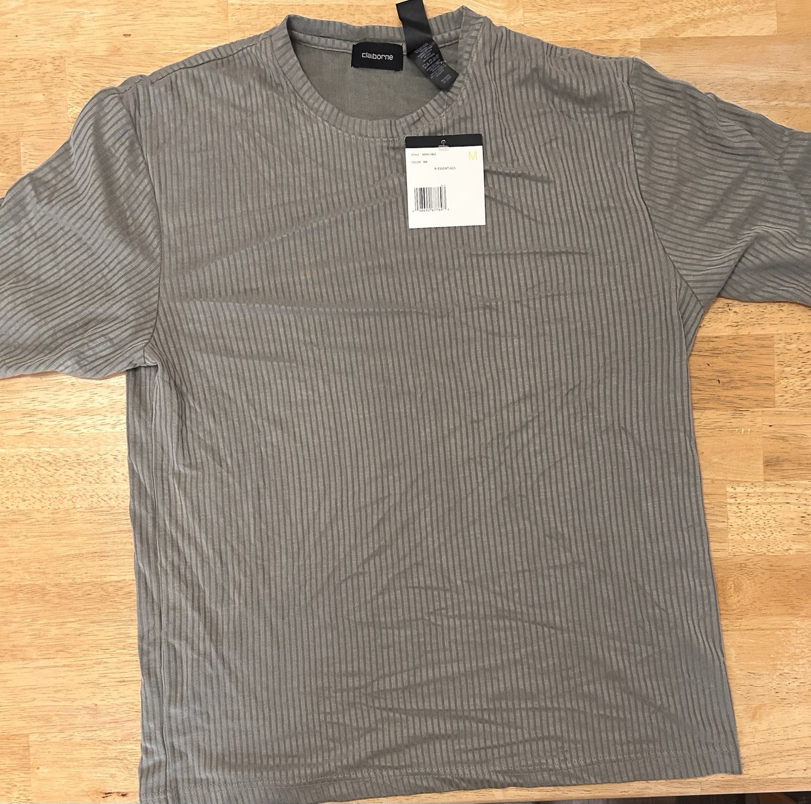 Claiborne Grey Ribbed Short Sleeve Shirt Medium