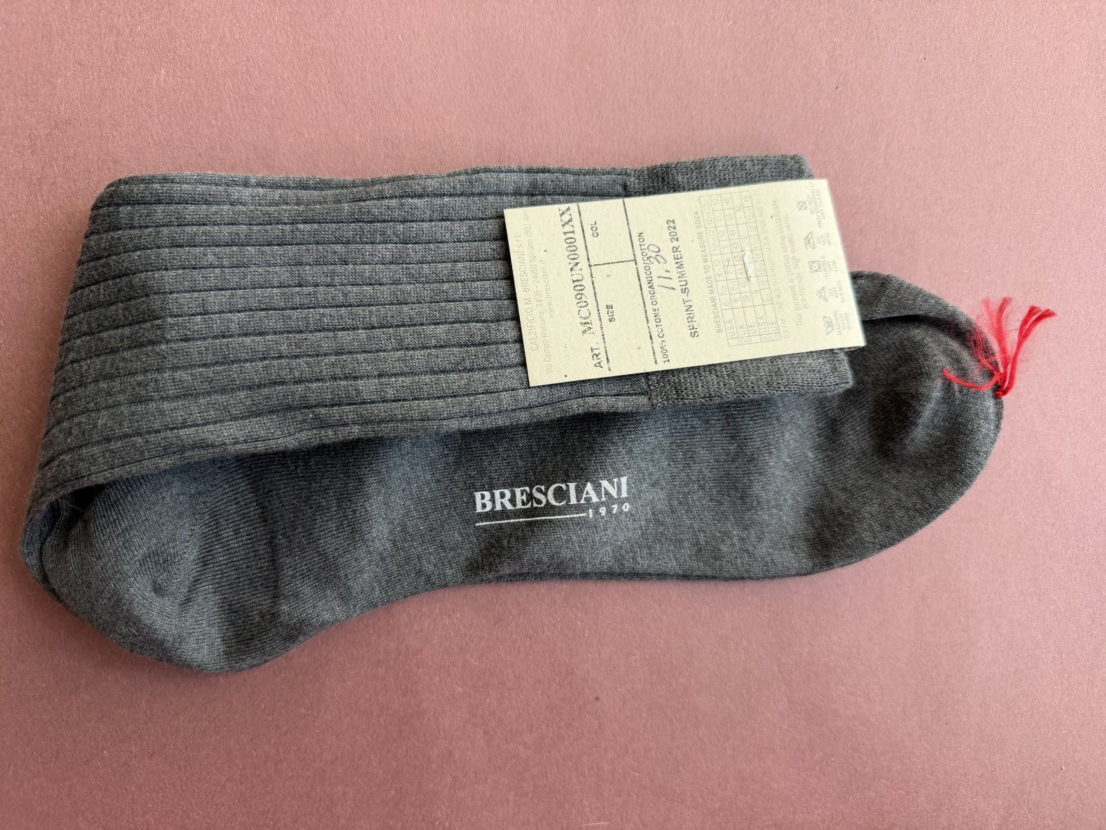 Spring/Summer 2022 Men’s Bresciani Socks NWT Cotton Grey Ribbed Solid