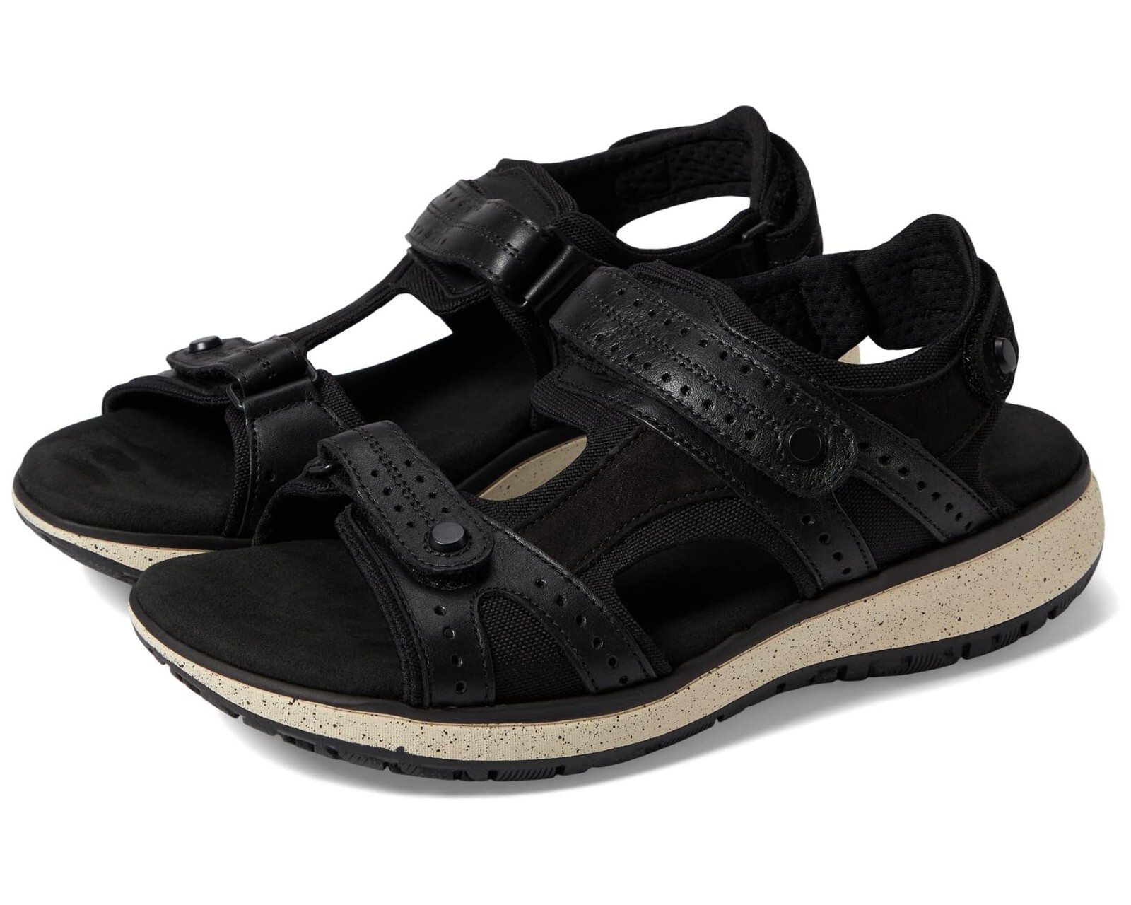 SAS Z4585* Womens Black Leather Embark Adjustable Comfort Sport Sandal Size 8WW