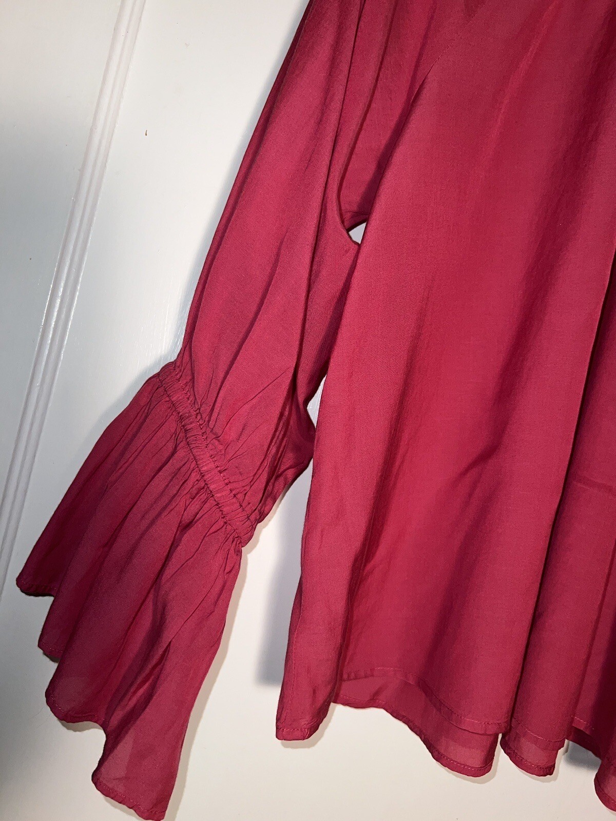 Mille Resort & Travel Pink Blouse Ruffle Balloon Sleeve Pink Size M. d403