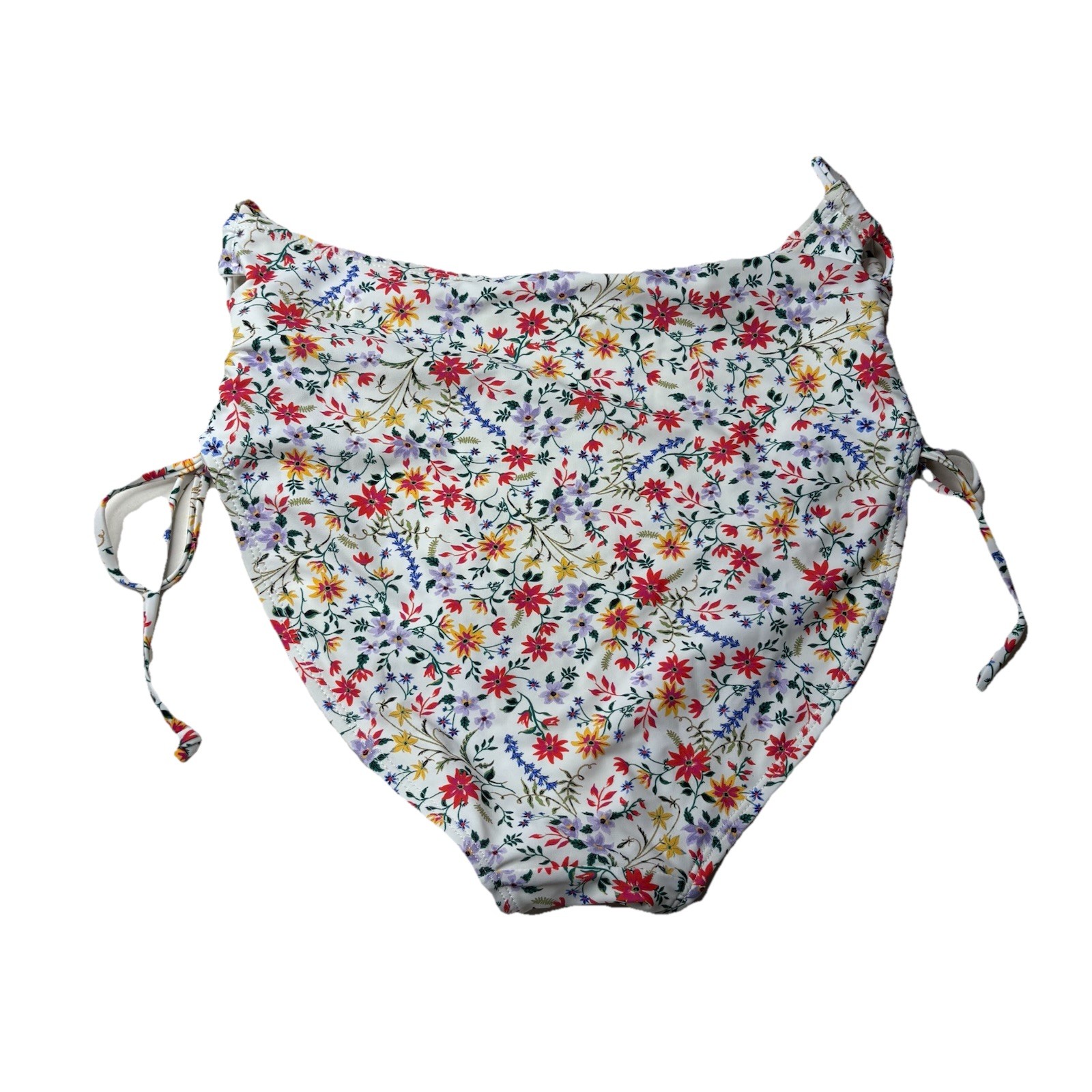 Time and Tru White Floral High Leg High Waist Bikini Swim Bottoms Size large