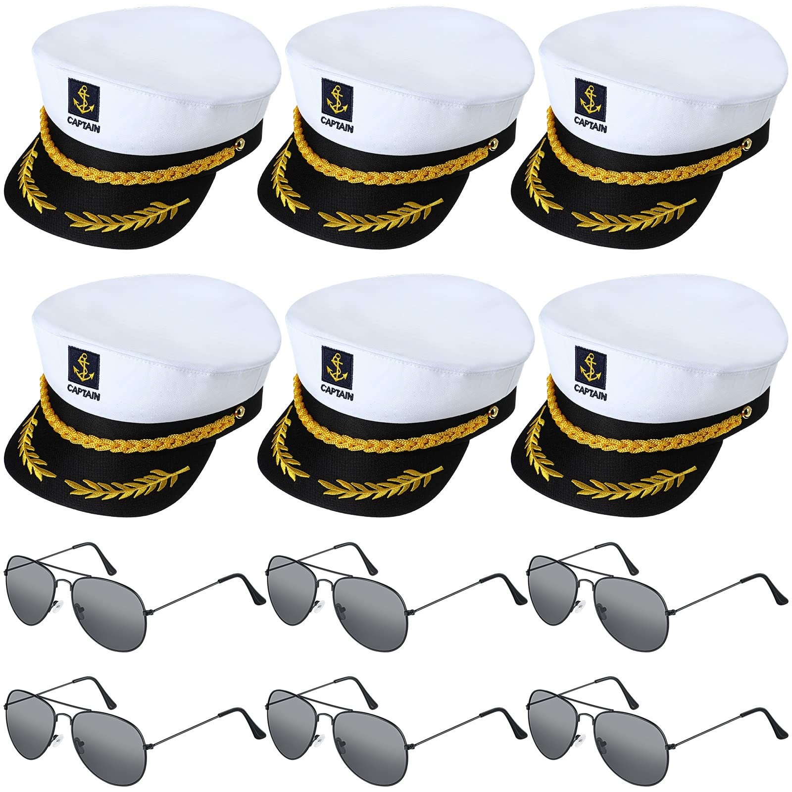 Hercicy 12 Pieces Yacht Captain Hat Sailor Ship Costume Set Adjustable White …