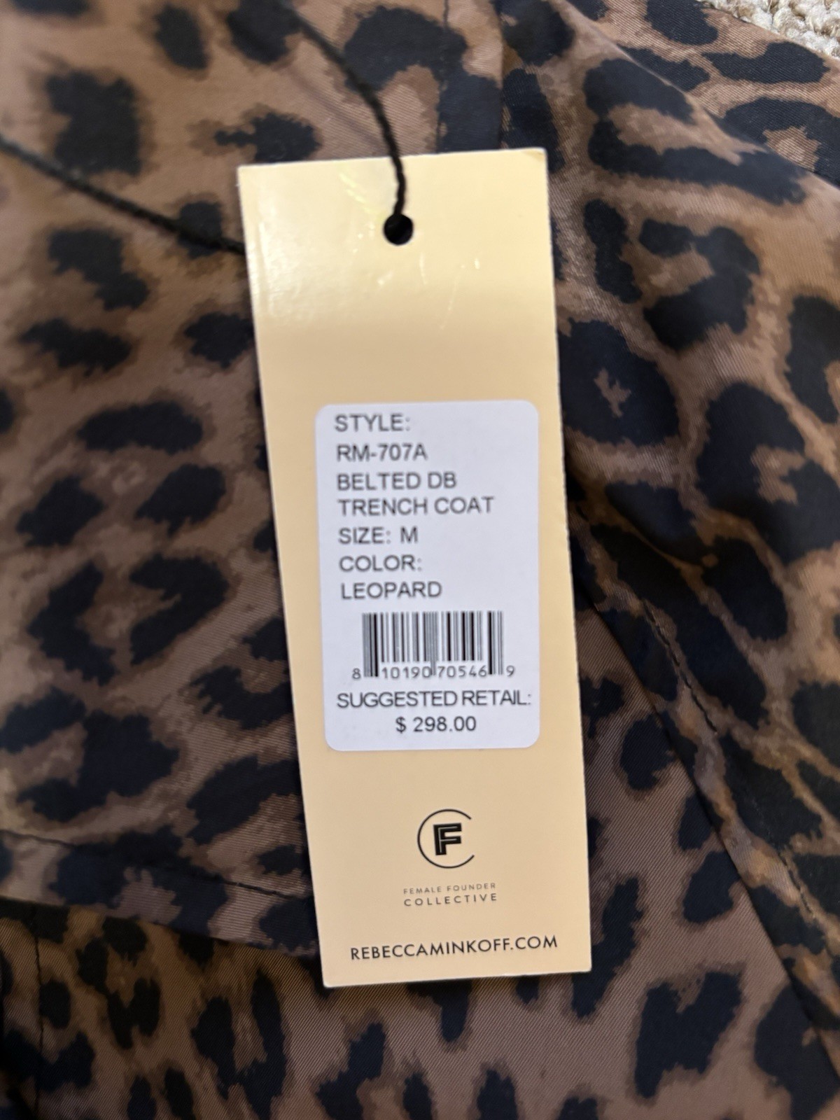 Rebecca Minkoff Leopard Trench Coat NWT RM-707A Women’s M Belted $298 Designer