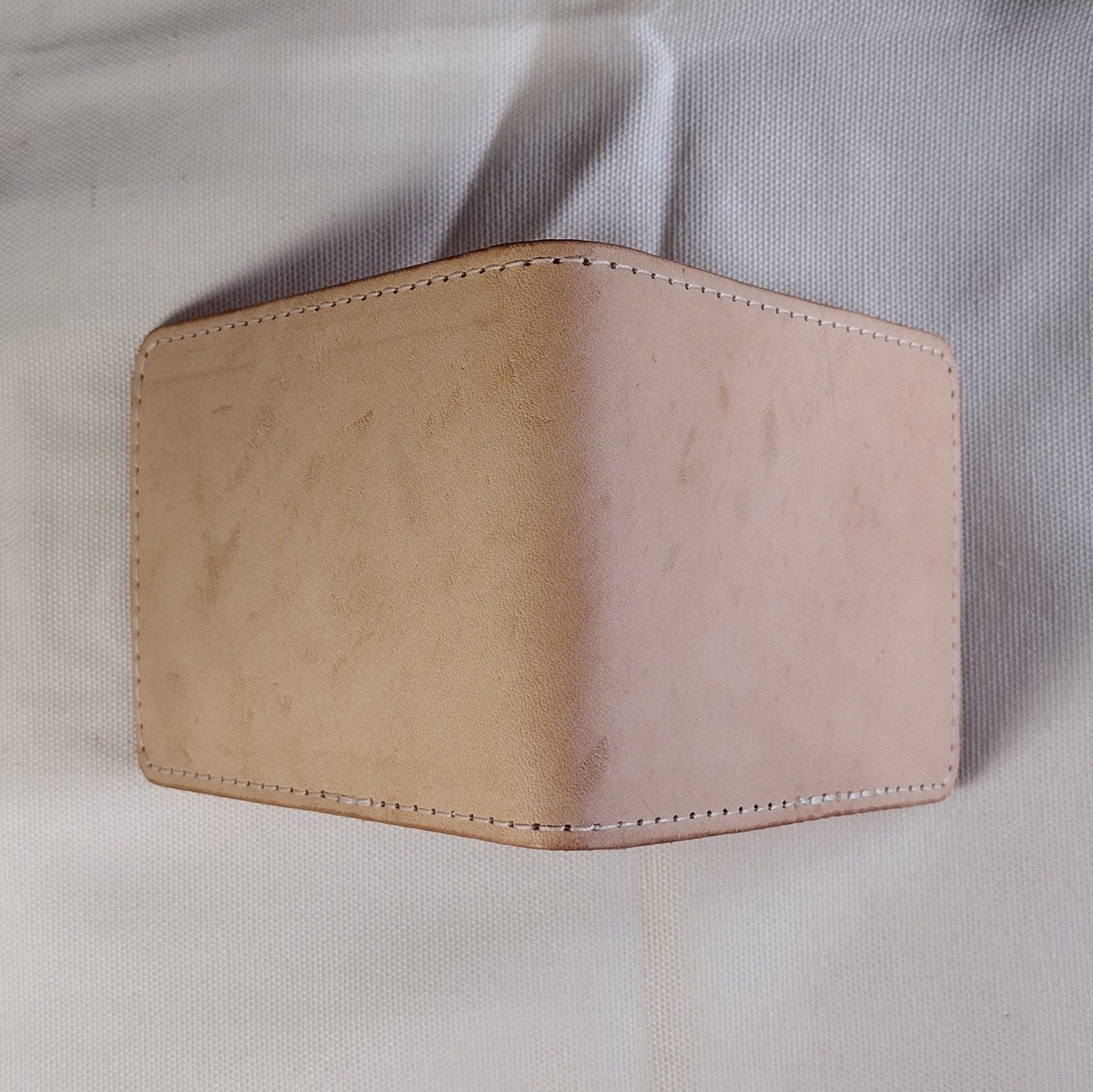 handmade real leather card holder natural veg tan minimalist bifold