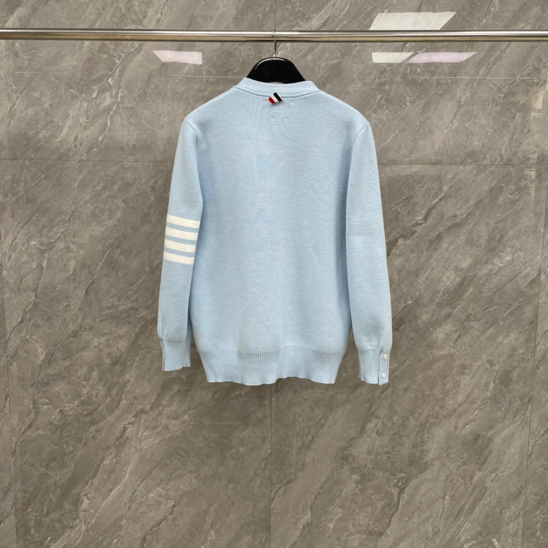 Thom Browne Men/womens Autumn Winter New Four Bars Striped Knitted Wool Cardigan