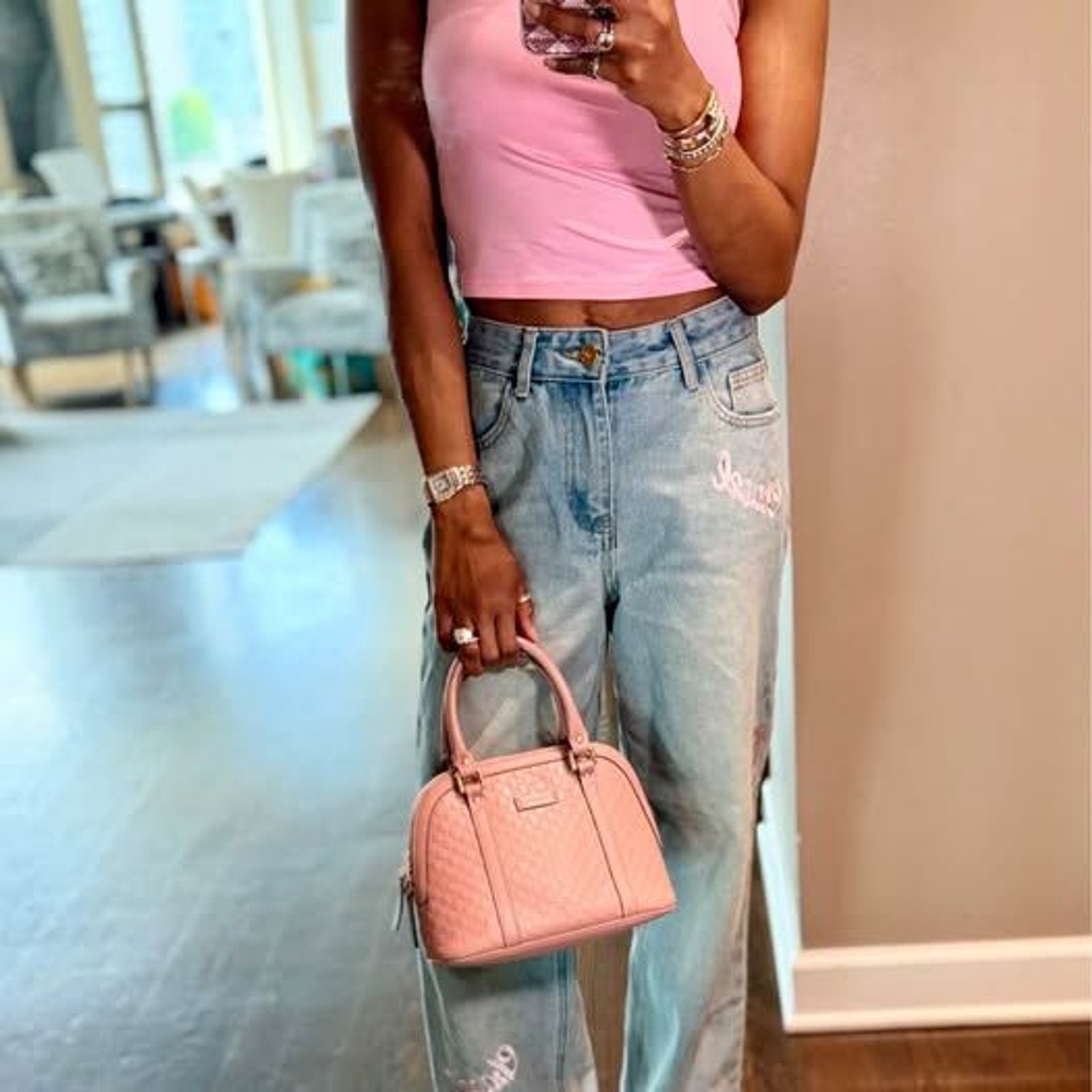 💗 Gucci Guccissima Pink Leather Mini Dome Bag Crossbody + dustbag Authentic 💗