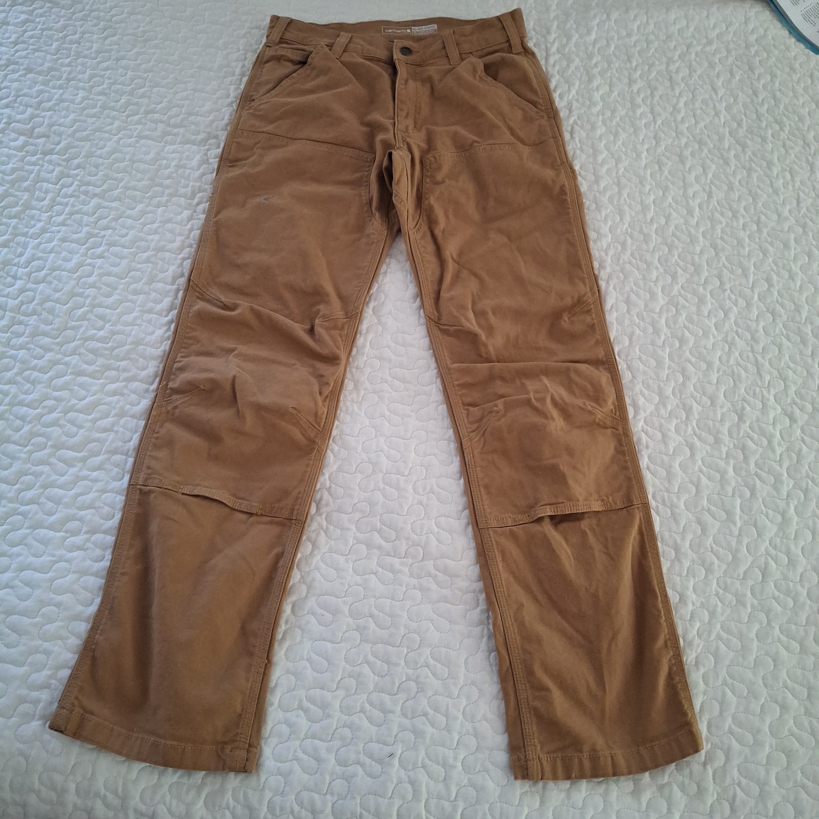 Carhartt Relaxed Straight Double Front Canvas Brown Workwear Pants Men 30×32