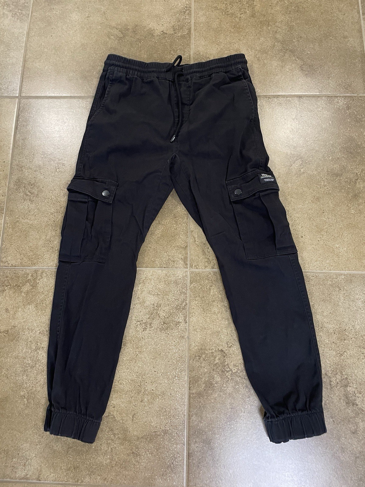 WeSC Mens Sz S Slim Fit Utility Joggers Black Pants Pockets