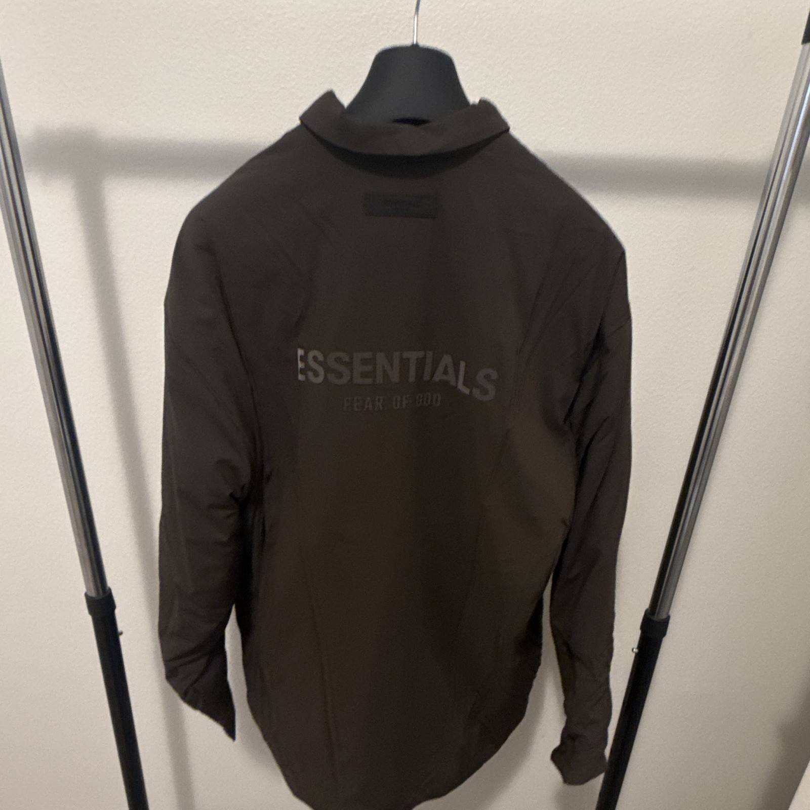 ESSENTIALS Fear of God off Black. nylon Full Zip Insulated shirt Jacket Size S