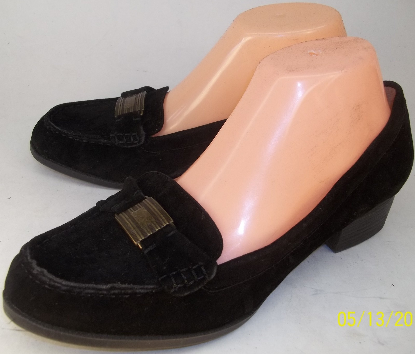 Chaps PERCY Womens US 8 B Black Fabric Buckle Moc Toe Casual Loafer Shoes 348