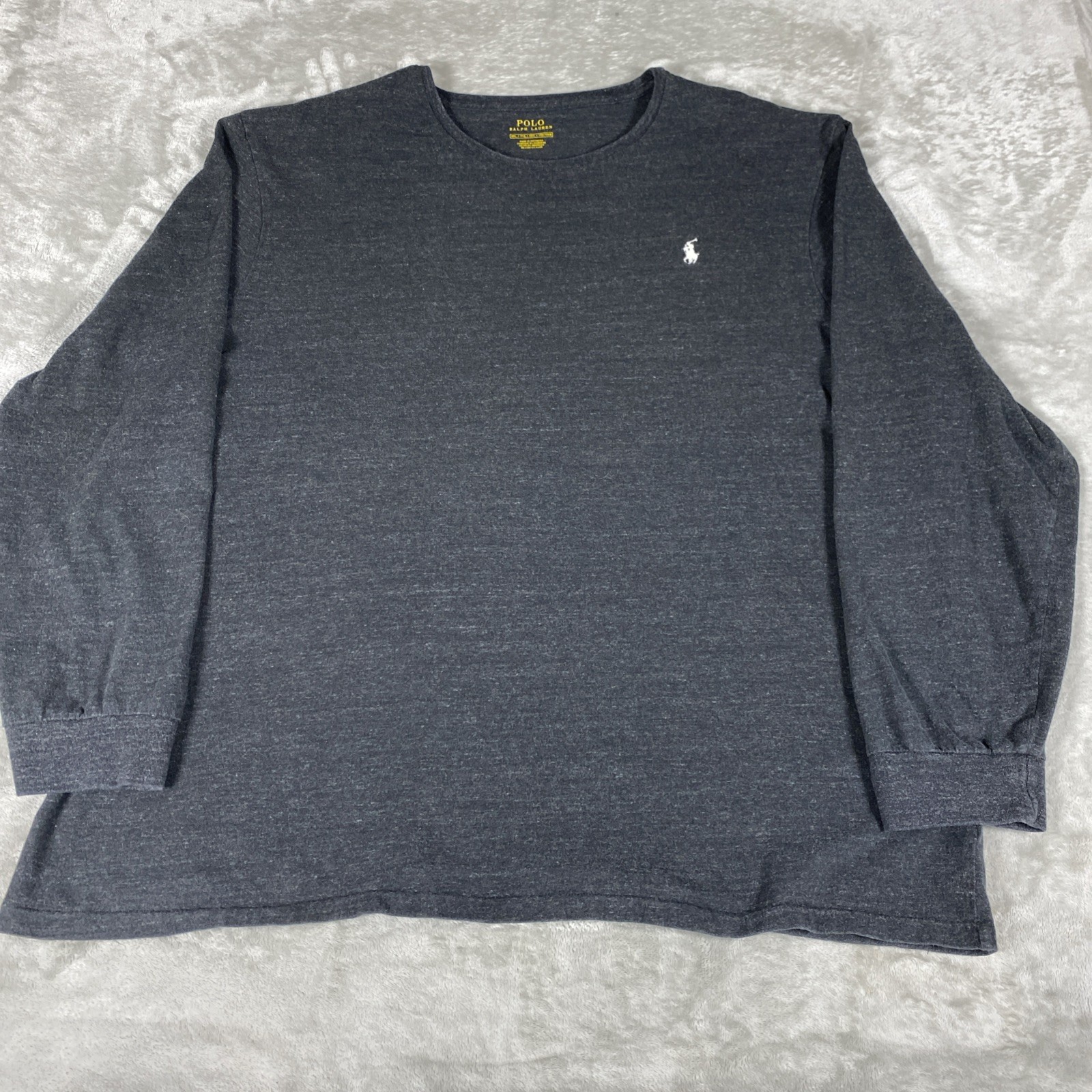 Polo Ralph Lauren Long Sleeve T-Shirt Mens XXL Heather Grey Crewneck Pony Logo