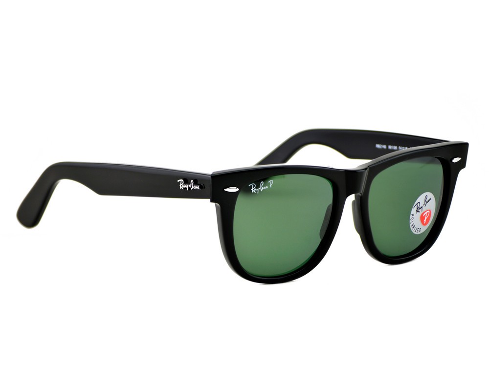 Ray-Ban RB2140 Original Wayfarer Classic Black Frame Polarized Green Lens 54mm