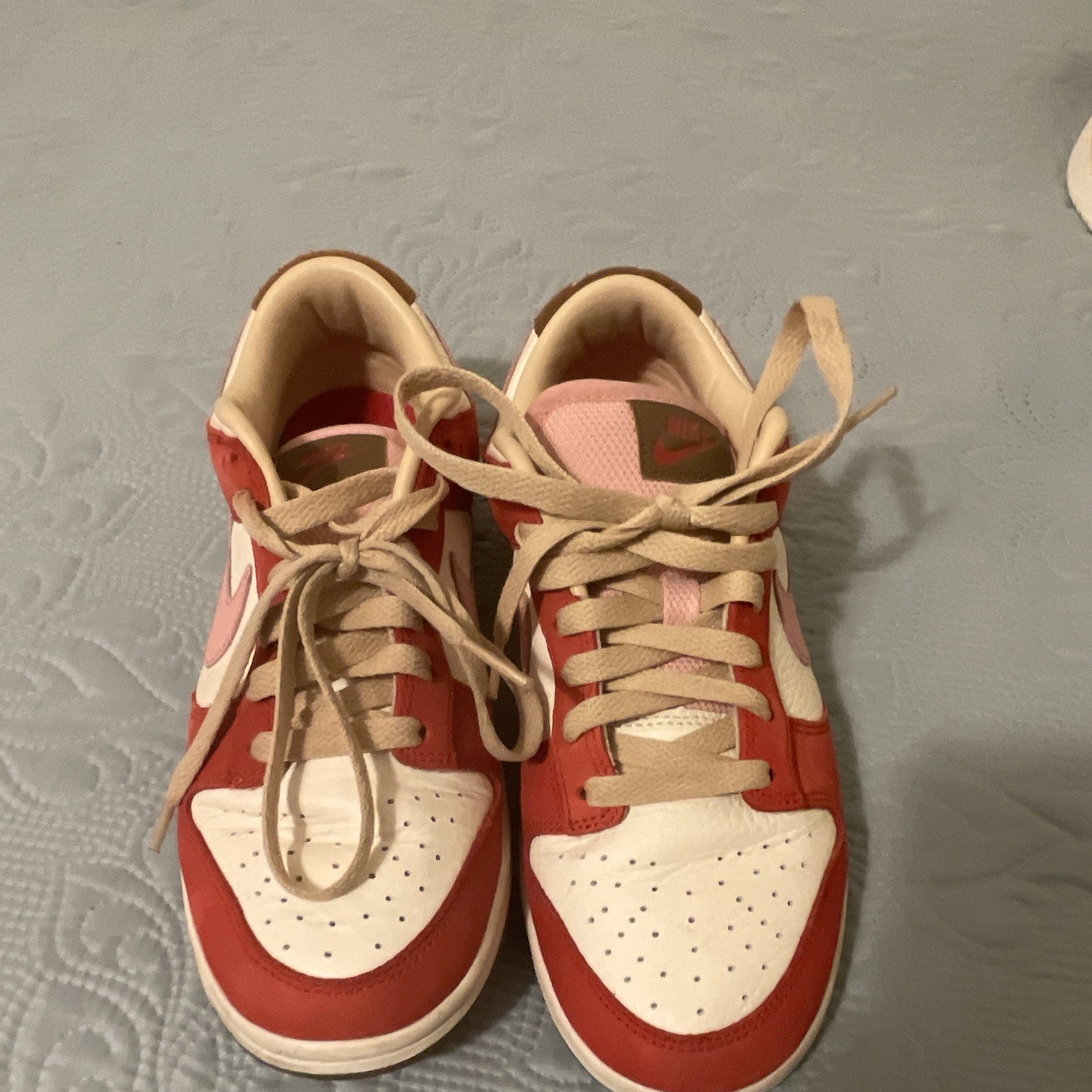 Nike Low-Top Leather Lace-Up Athletic Sneakers Red/White Colorblock