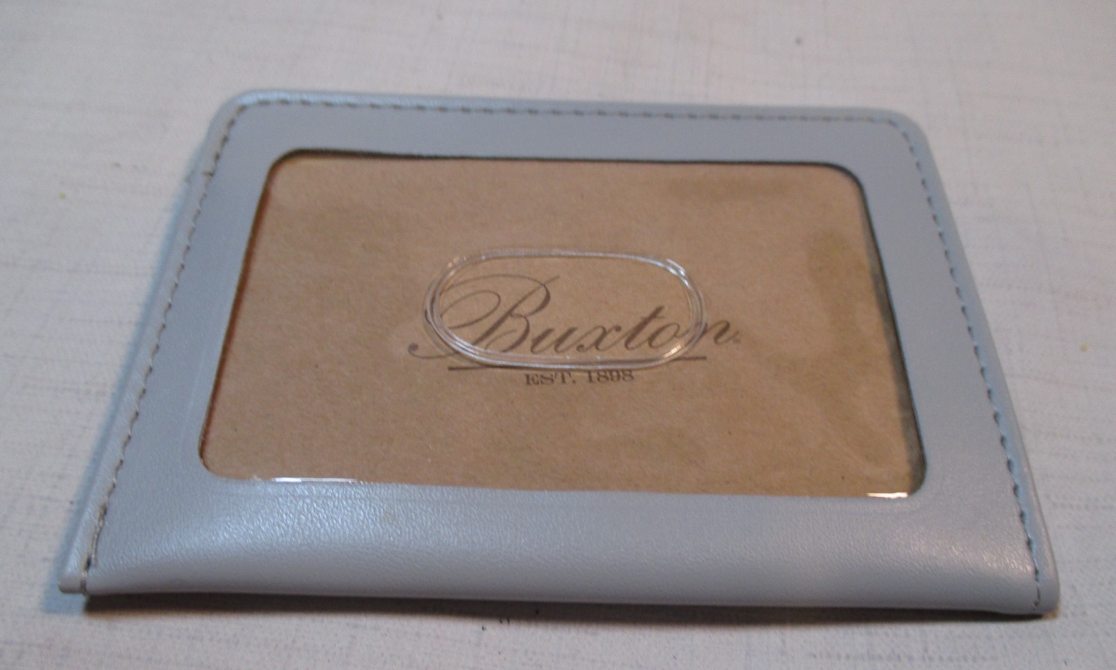 Buxton Gray Leather Card Case ID Coin Wallet Compact Wallet