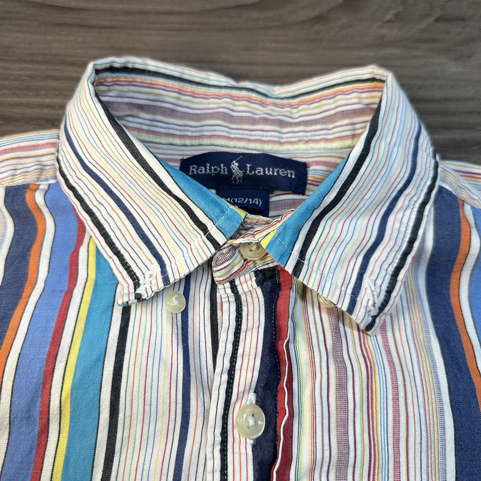 Ralph Lauren Women’s M (12/14) Striped Multicolor Long Sleeve Cotton Button-Up