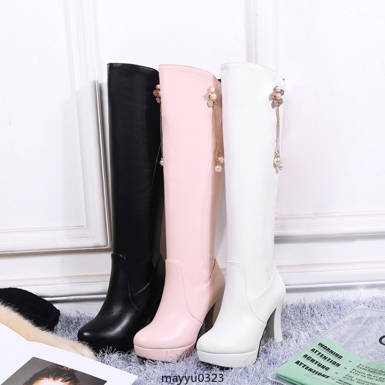 Womens Platform Zip Knee High Boots High Block Heel Winter Shoes Clubwear New