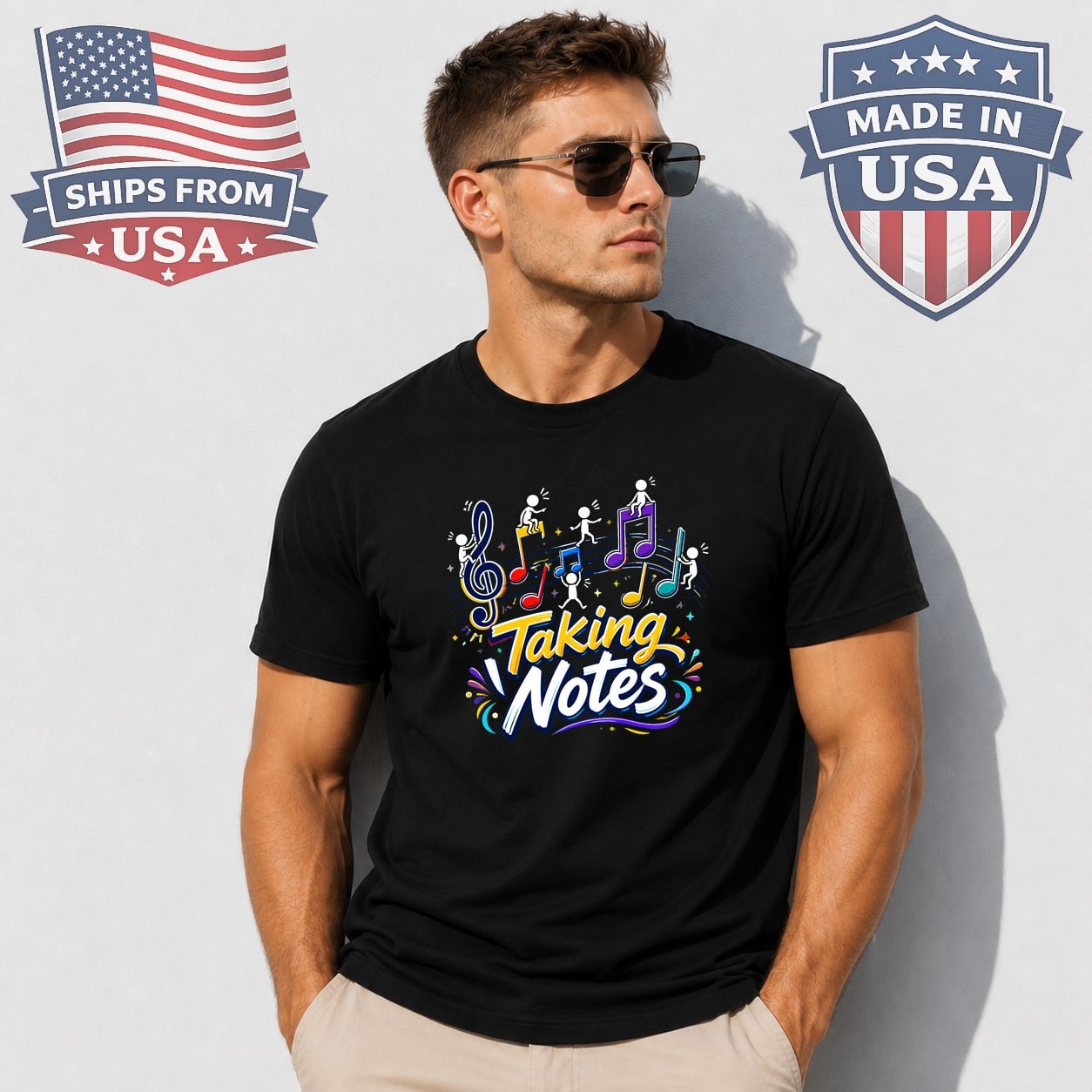 Taking Notes Music Pun Graphic T-Shirt