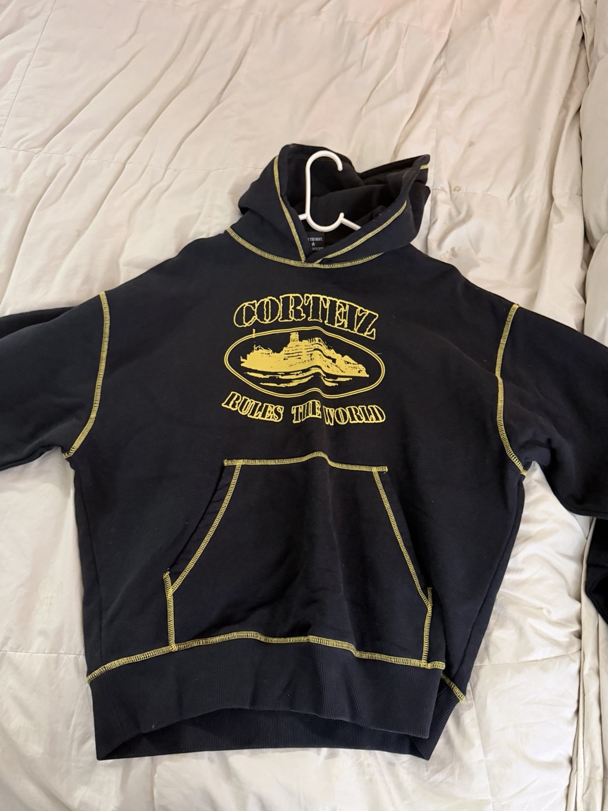 Corteiz ALCATRAZ CONTRAST HOODIE [BLACK / YELLOW] size M