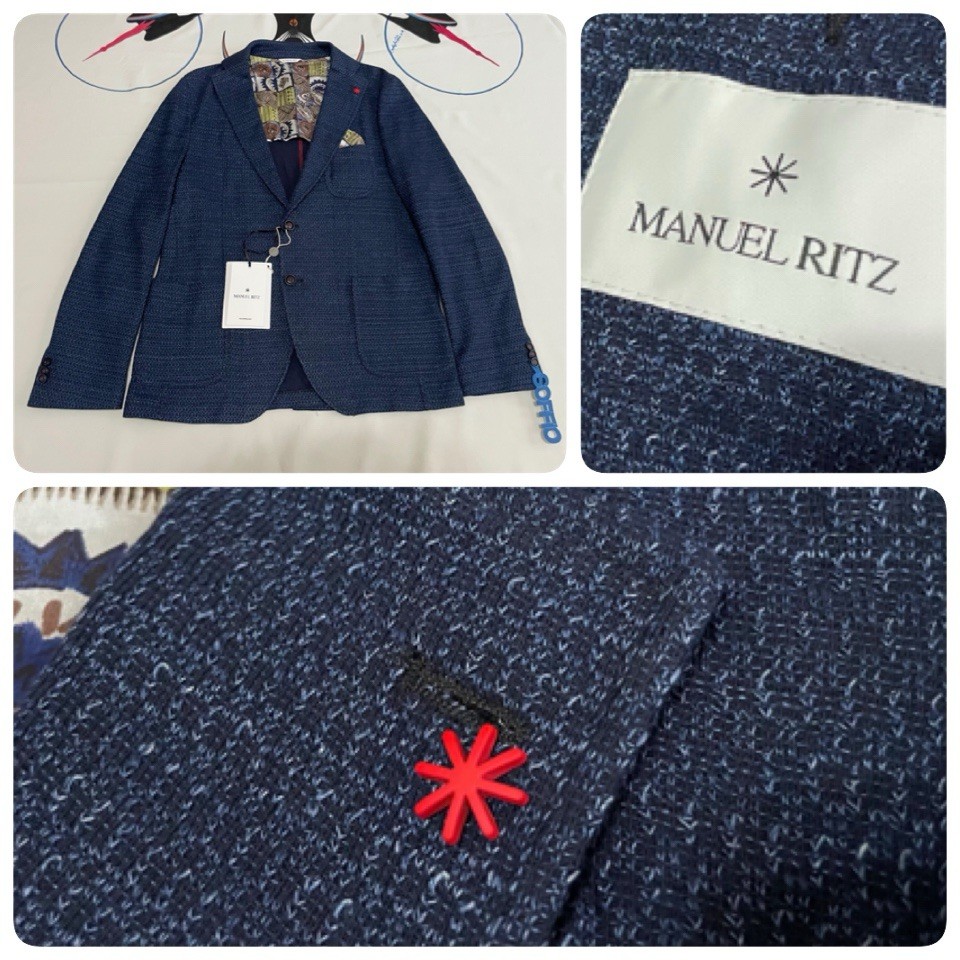NWT Manuel Ritz Jacket Blazer Sport Textured 1/4-Lined Linen Blend IT 52 / US 42