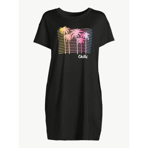 NEW JOYSPUN BLACK SLEEPSHIRT CHEMISE CHILLIN NIGHTGOWN RAYON/SPNX 2X/3X