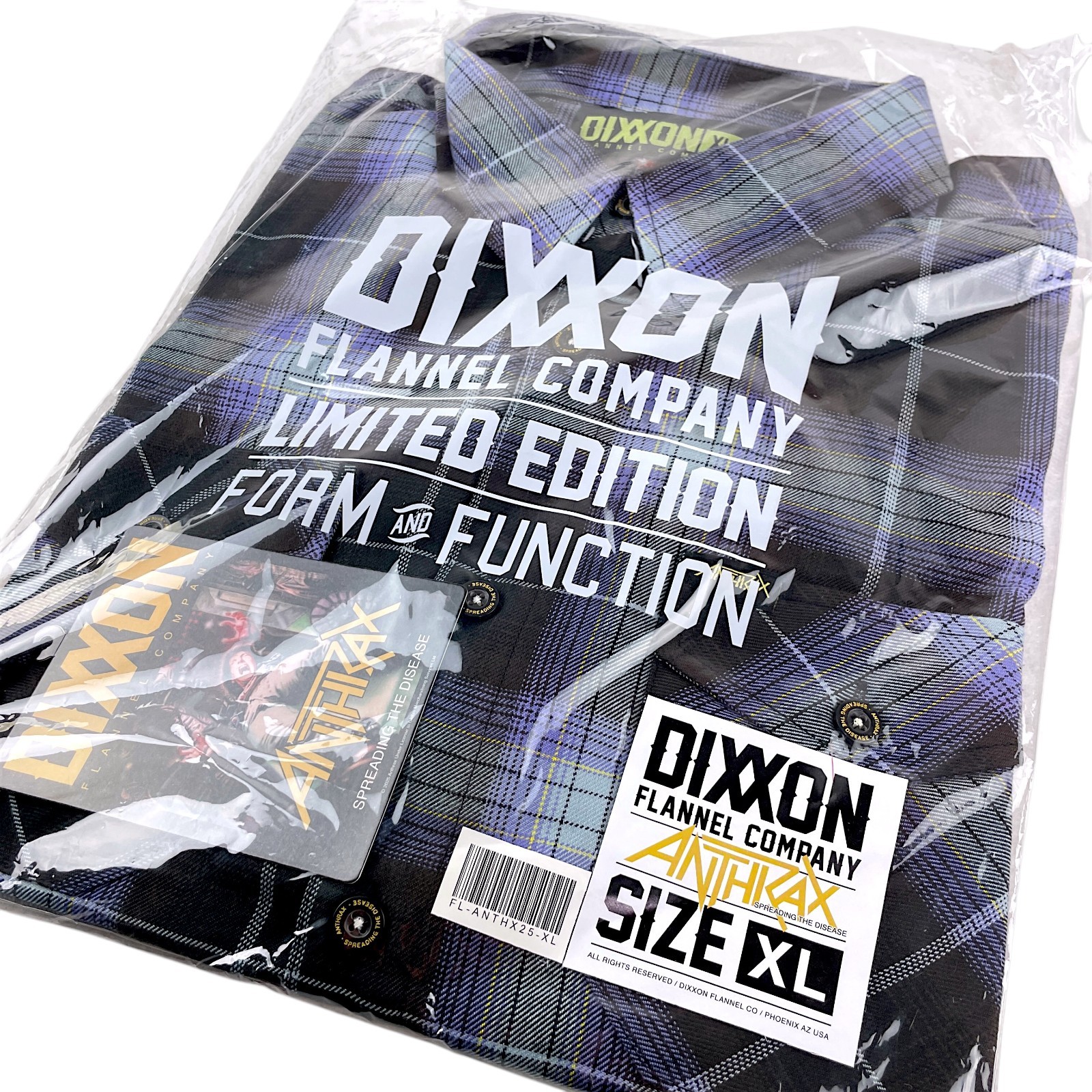 Dixxon Flannel x Anthrax Spreading the Disease Men’s XL Plaid Button Shirt