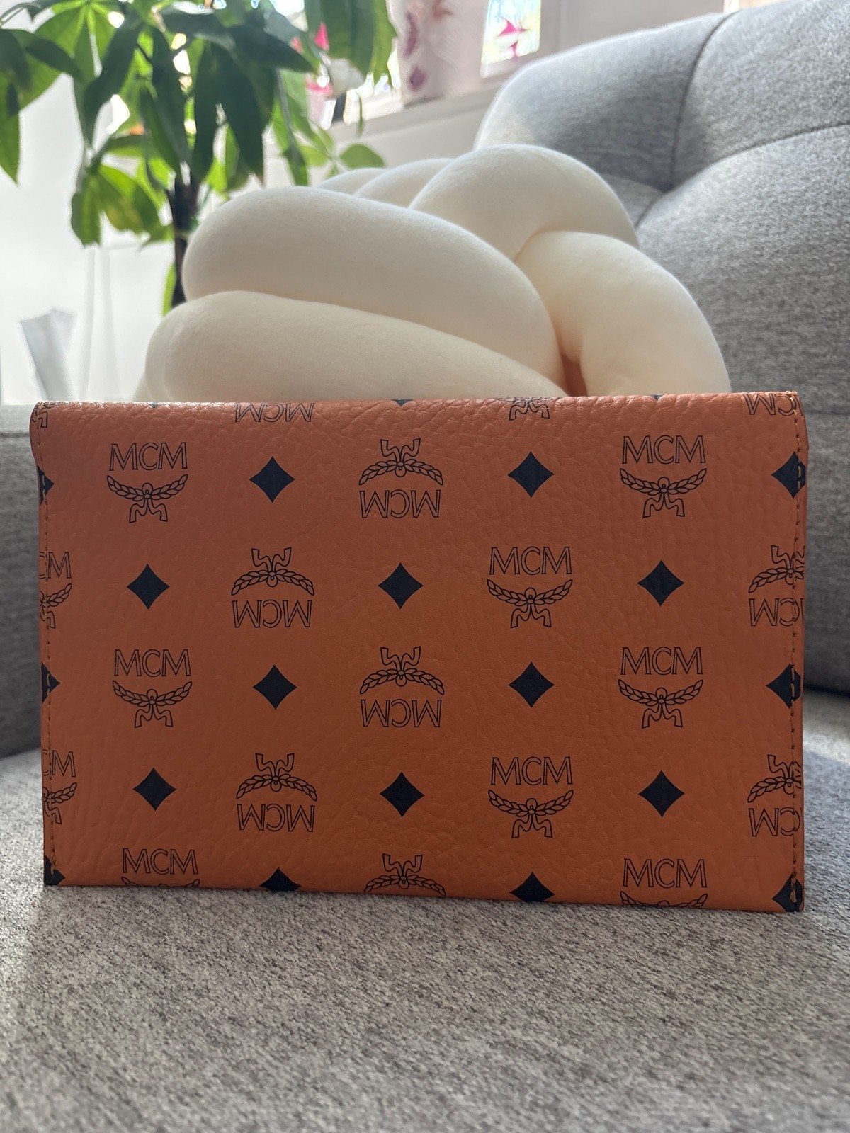 MCM Visetos Cognac Monogram Card Holder Business Card Case Wallet Gift With Purc