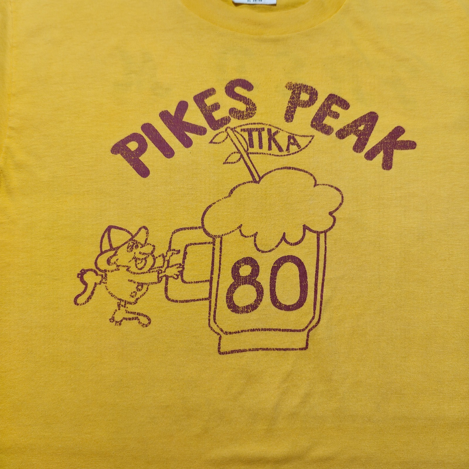 Vintage 80s Hanes Pikes Peak TTKA Beer Mug Alcohol Fred M Graphic T-Shirt USA XL